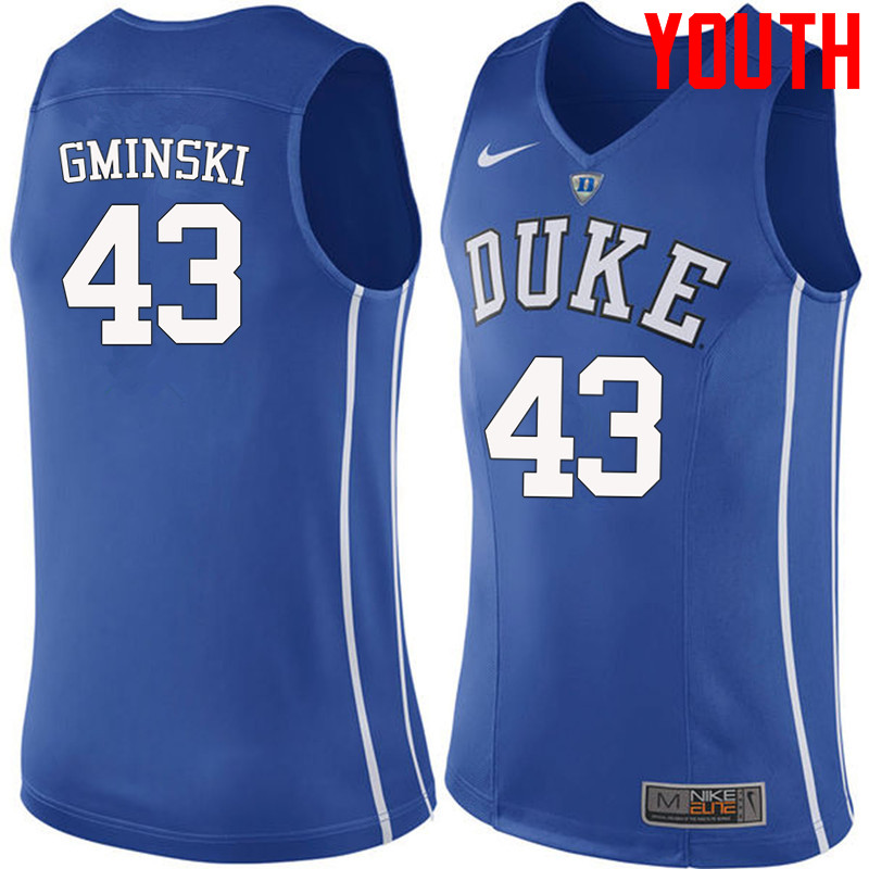 Youth #43 Mike Gminski Duke Blue Devils College Basketball Jerseys-Blue